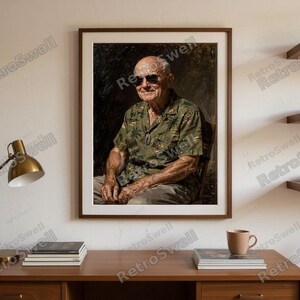 Eisenhower Surf Art Print framed in a home office setting