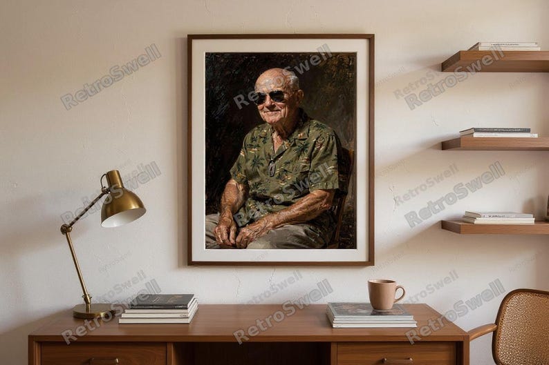 Eisenhower Surf Art Print framed in a home office setting