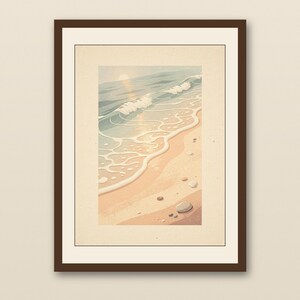 Ocean Waves Nursery Print | Seafoam Green Coastal Baby Room Decor | Calming Beach Nursery Wall Art | Printable