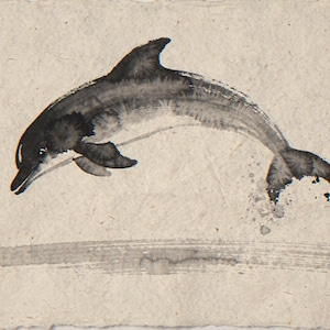 Leaping Dolphin Xieyi Ink full artwork and composition, shown flat without a room setting.