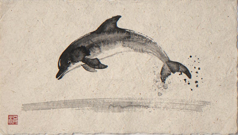 Xieyi Ink Dolphin Print (Digital Download)
