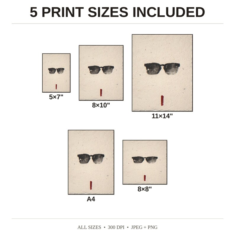 Sumi-e Wayfarer Sunglasses with Red Accent Print - available print sizes: 5x7, 8x10, 11x14, A4, and square