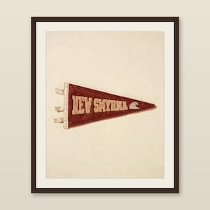 New Smyrna Beach, Florida Surf Pennant Print | Vintage Felt Pennant Art | Beach House Decor | Retro Surf Wall Art | Printable Digital Downlo image 1