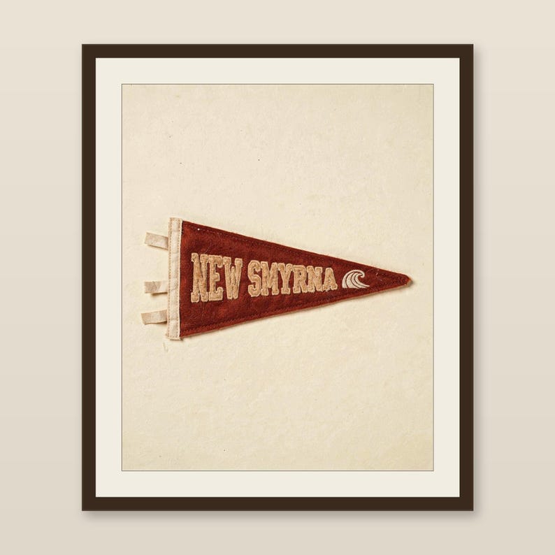 New Smyrna Beach, Florida Surf Pennant Print | Vintage Felt Pennant Art | Beach House Decor | Retro Surf Wall Art | Printable Digital Downlo image 1