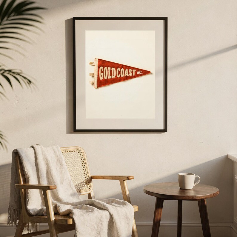 Gold Coast, Queensland, Australia Surf Pennant Print | Vintage Felt Pennant Art | Beach House Decor | Retro Surf Wall Art | Printable Digita image 7