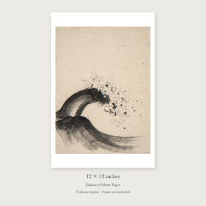 Breaking Wave Ink Style unframed 12 by 18 inch print on enhanced matte paper, shown with its white paper border.