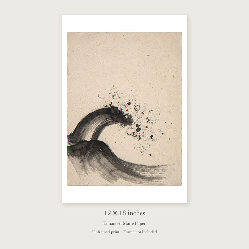 Breaking Wave Ink Style unframed 12 by 18 inch print on enhanced matte paper, shown with its white paper border.