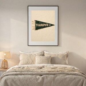 Teahupo'o, Tahiti Surf Pennant Print | Vintage Felt Pennant Art | Beach House Decor | Retro Surf Wall Art | Printable Digital Download image 6