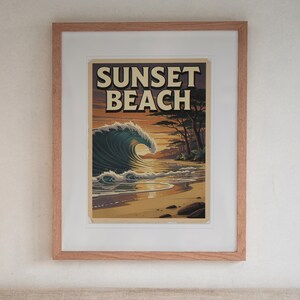 Sunset Beach Hawaii Surf Travel Poster, Framed or Unframed Vintage Style Coastal Print image 13