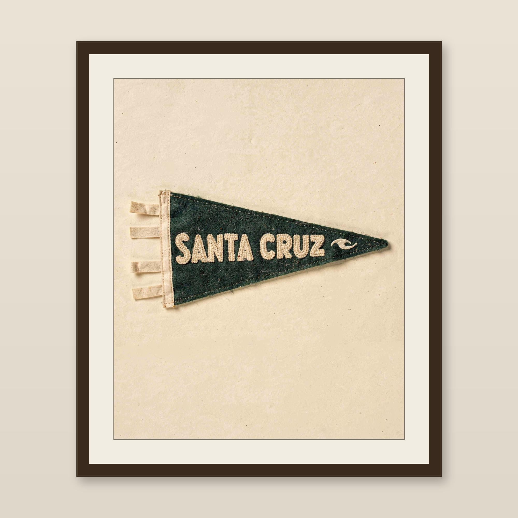 Santa Cruz, California Surf Pennant Print | Vintage Felt Pennant Art | Beach House Decor | Retro Surf Wall Art | Printable Digital Download