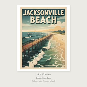 Jacksonville Beach Surf unframed 16 by 20 inch print on enhanced matte paper, shown with its white paper border.