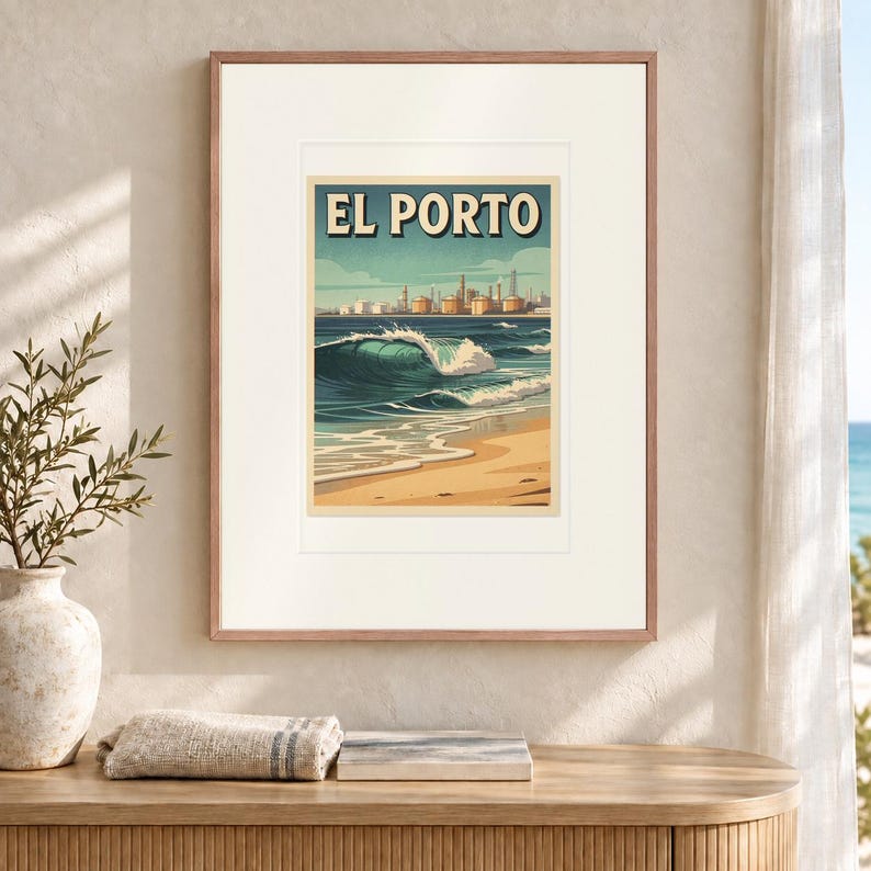 El Porto Manhattan Beach Surf Travel Poster, Framed or Unframed Vintage Style Coastal Print image 12
