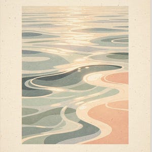 Pastel Ocean Ripples full artwork and composition, shown flat without a room setting.