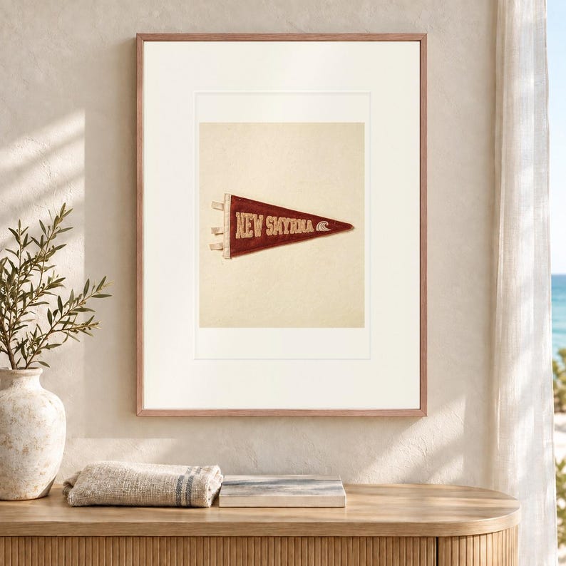 New Smyrna Beach Surf Pennant Art Print, Framed or Unframed Coastal Poster image 12