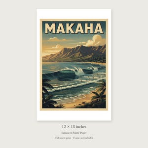 Makaha Surf unframed 12 by 18 inch print on enhanced matte paper, shown with its white paper border.
