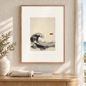 Lámina artística estilo Wave Ink, póster minimalista costero con o sin marco. imagen 12