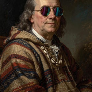 Benjamin Franklin full artwork and composition, shown flat without a room setting.