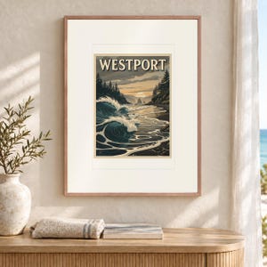 Westport Surf Travel Poster, Framed or Unframed Vintage Style Coastal Print image 12