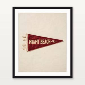 Miami Beach, Florida Surf Pennant Print | Vintage Felt Pennant Art | Beach House Decor | Retro Surf Wall Art | Printable Digital Download image 3