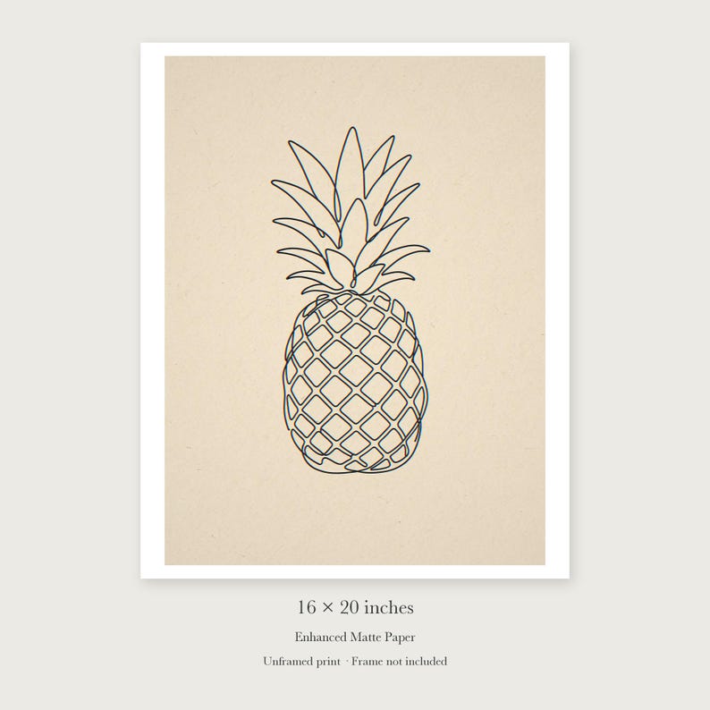 Pineapple Line unframed 16 by 20 inch print on enhanced matte paper, shown with its white paper border.
