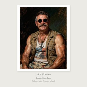 Teddy Roosevelt Art Print, Funny Sunglasses and Vest Portrait, Framed or Unframed image 9