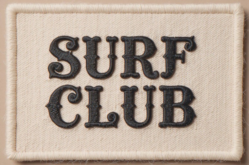 Surf Club Embroidered Patch Print framed in a beach-style living room setting