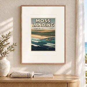 Moss Landing Surf-Reiseposter, gerahmt oder ungerahmt, Küstenmotiv im Vintage-Stil Bild 12