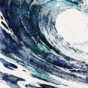 Ocean Wave Aquarell Druck, glasig blau Surf Malerei, Küsten Wand-Dekor, Strand-Haus-Kunst, druckbare Wandkunst digitaler Download Bild 4
