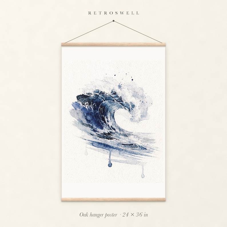 Prussian Blue Ocean Art (Digital Download) Wave Painting Print