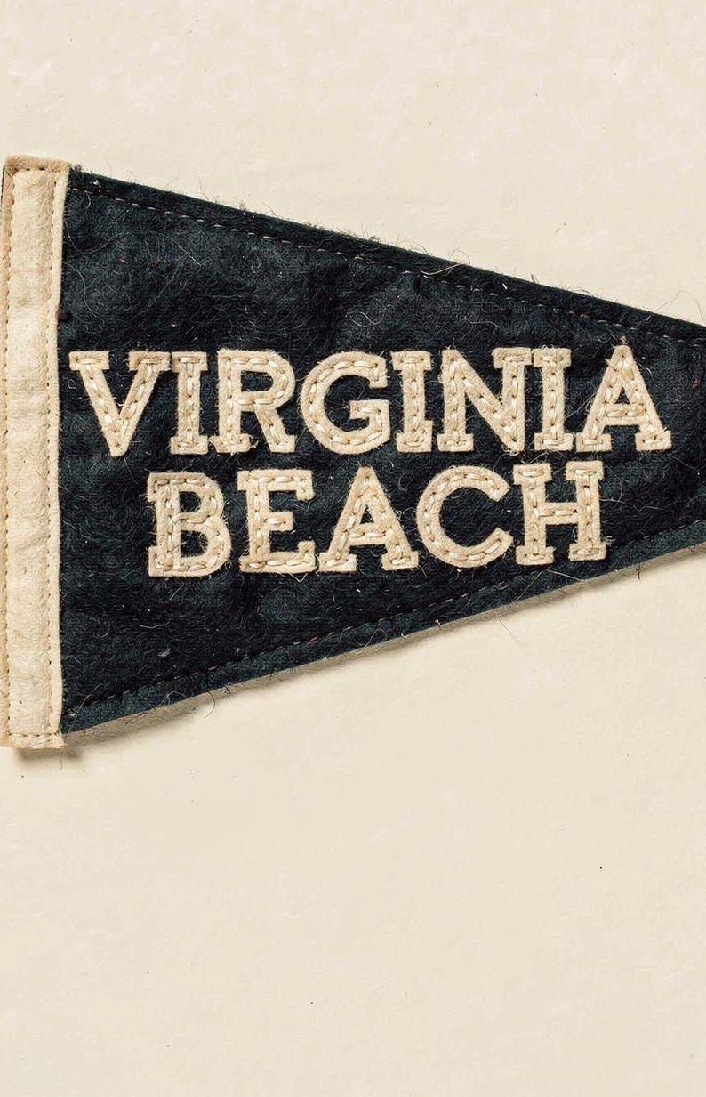 Virginia Beach, Virginia Surf Pennant Print | Vintage Felt Pennant Art | Beach House Decor | Retro Surf Wall Art | Printable Digital Downloa image 4
