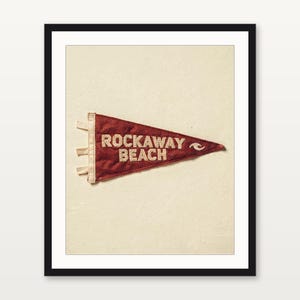Rockaway Beach, New York Surf Pennant Print | Vintage Felt Pennant Art | Beach House Decor | Retro Surf Wall Art | Printable Digital Downloa image 3