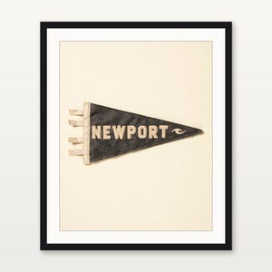 Newport, Rhode Island Surf Pennant Print | Vintage Felt Pennant Art | Beach House Decor | Retro Surf Wall Art | Printable Digital Download image 3