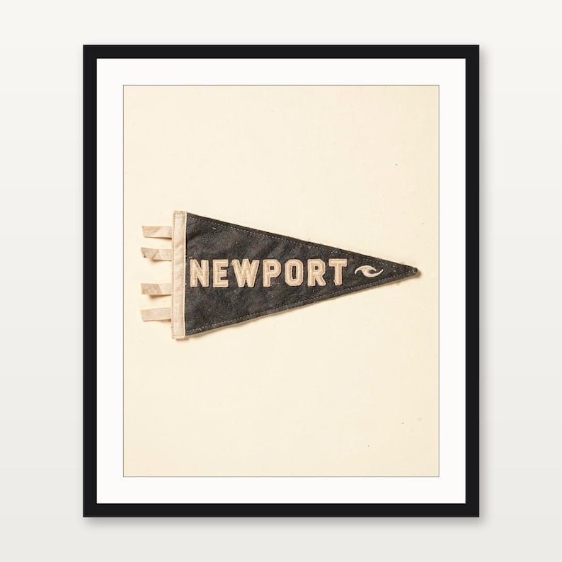 Newport, Rhode Island Surf Pennant Print | Vintage Felt Pennant Art | Beach House Decor | Retro Surf Wall Art | Printable Digital Download image 3