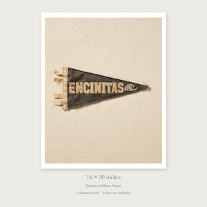 Encinitas, California Surf Pennant Art Print, Framed or Unframed Coastal Poster image 9