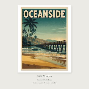 Oceanside California Surf unframed 16 by 20 inch print on enhanced matte paper, shown with its white paper border.