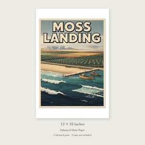 Moss Landing Surf unframed 12 by 18 inch print on enhanced matte paper, shown with its white paper border.