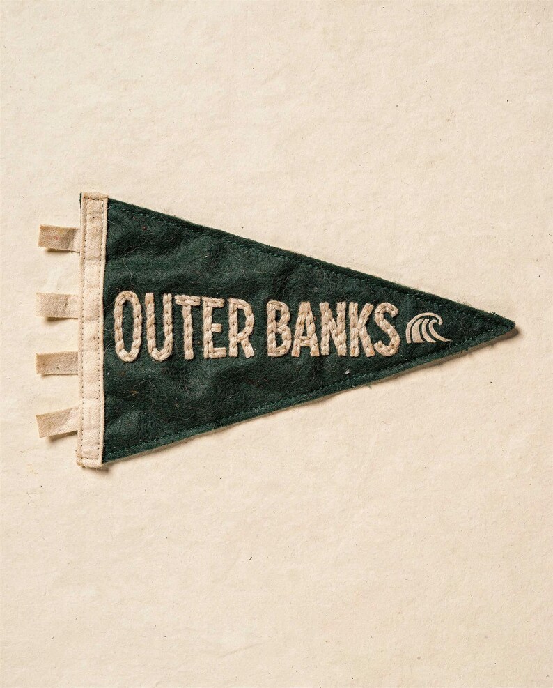 Outer Banks, North Carolina Surf Pennant Print | Vintage Felt Pennant Art | Beach House Decor | Retro Surf Wall Art | Printable Digital Down image 2