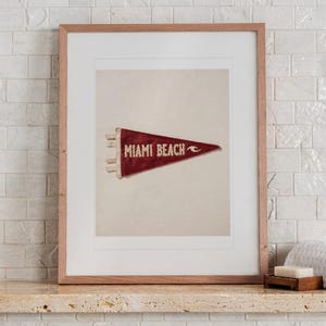 Miami Beach, Florida Surf Pennant Art Print, Framed or Unframed Coastal Poster image 13