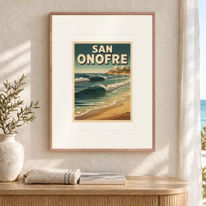 San Onofre Surf-Reiseposter, gerahmt oder ungerahmt, Küstenmotiv im Vintage-Stil Bild 12