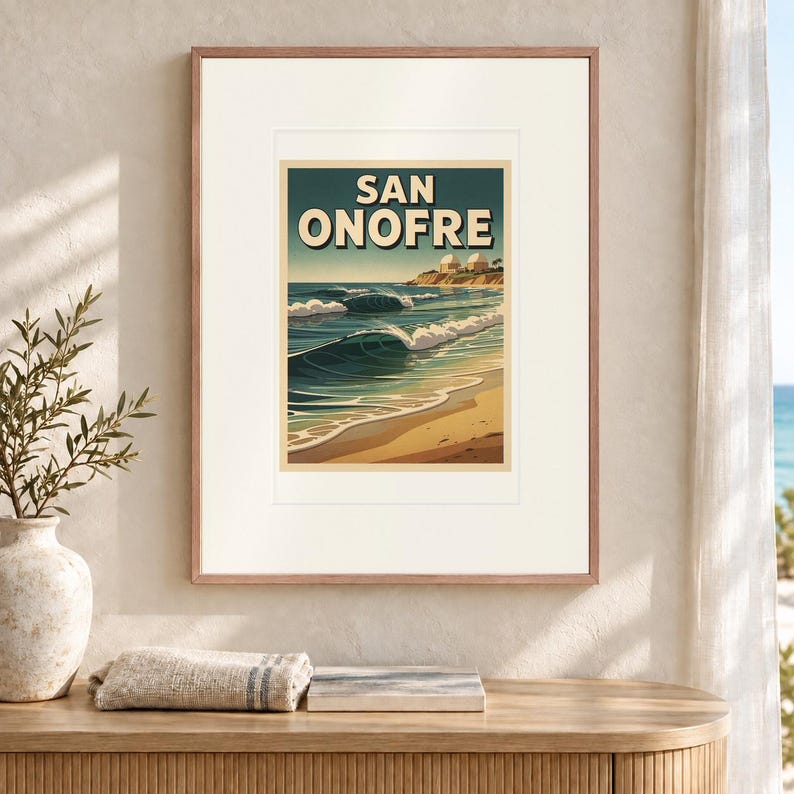 San Onofre Surf-Reiseposter, gerahmt oder ungerahmt, Küstenmotiv im Vintage-Stil Bild 12