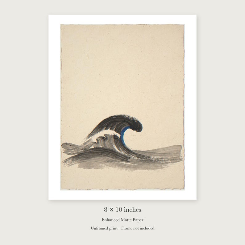 Curling Wave Ink Style unframed 8 by 10 inch print on enhanced matte paper, shown with its white paper border.