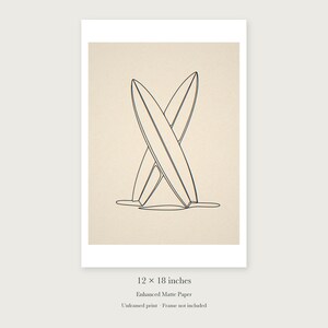 Crossed Surfboards Line unframed 12 by 18 inch print on enhanced matte paper, shown with its white paper border.