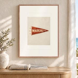 Waikiki Surf Pennant Art Print, Framed or Unframed Coastal Poster image 2