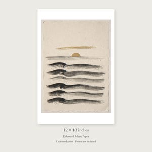 Layered Waves Ink Style unframed 12 by 18 inch print on enhanced matte paper, shown with its white paper border.