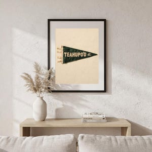 Teahupo'o, Tahiti Surf Pennant Print | Vintage Felt Pennant Art | Beach House Decor | Retro Surf Wall Art | Printable Digital Download image 5