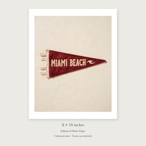 Miami Beach, Florida Surf Pennant Art Print, Framed or Unframed Coastal Poster image 7
