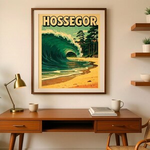 Hossegor France Surf Poster | Vintage Surf Travel Poster | Retro Beach Wall Art | Coastal Decor Printable image 6