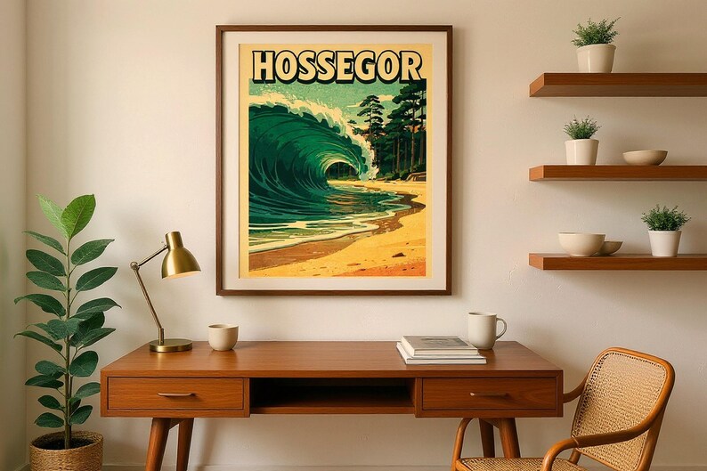 Hossegor France Surf Poster | Vintage Surf Travel Poster | Retro Beach Wall Art | Coastal Decor Printable image 6