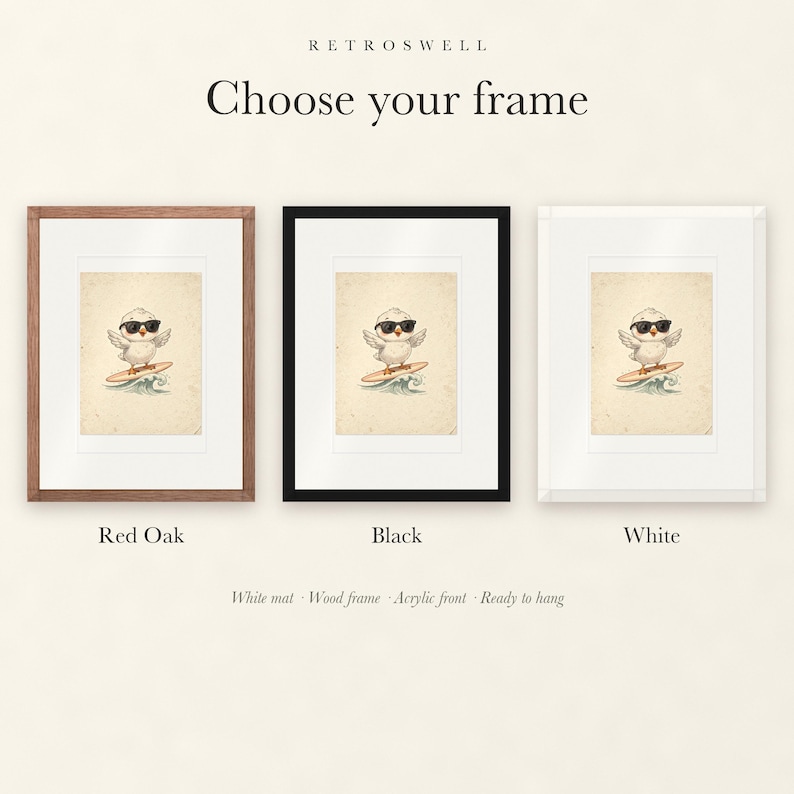Seagull Surfing Art Print