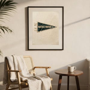 Martha's Vineyard, Massachusetts Surf Pennant Print | Vintage Felt Pennant Art | Beach House Decor | Retro Surf Wall Art | Printable Digital image 7